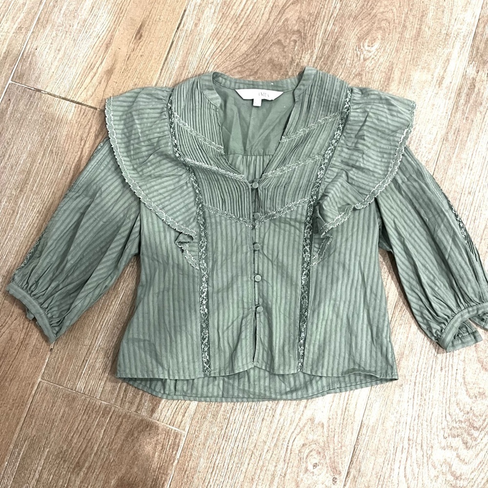 INTERMIX Eloise Ruffled Cotton Blouse - Picture 4 of 8